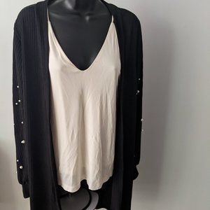 Women's Light Weight Cardigan with Full Balloon styled Sleeves with Pearls